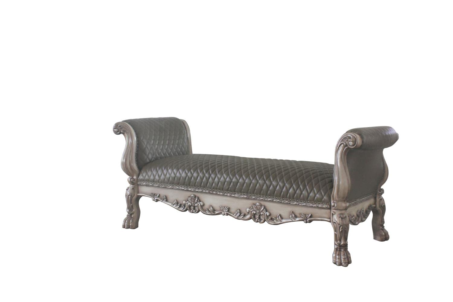 Acme Furniture Upholstered Bedroom Bench, Vintage Bone White